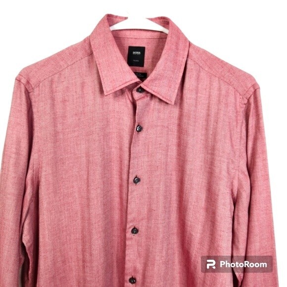 Boss Hugo Boss Mens Cashmere Blend Long Sleeve Button Down Shirt Size Medium - Picture 5 of 7